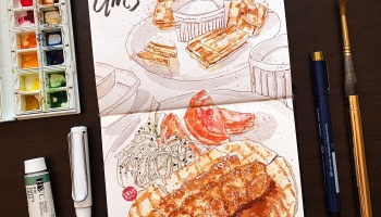 food sketching with watercolours